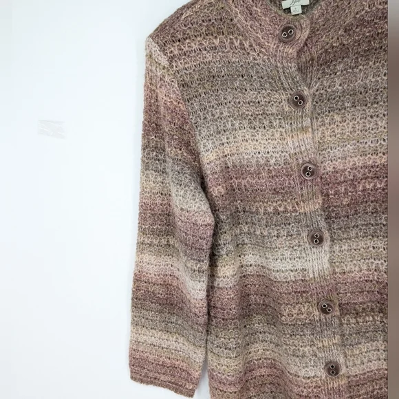 J. Jill Wool Blend Long Cardigan Sweater Y2K Ombre Knit Large - Picture 2 of 5